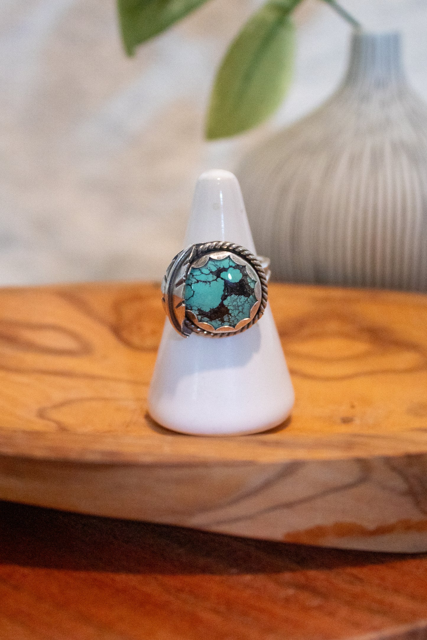 Sterling Silver Turquoise Leaf Ring