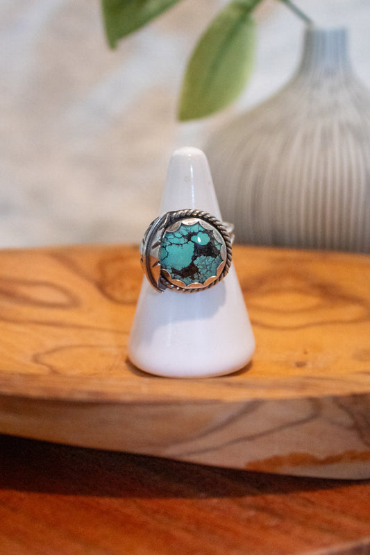Sterling Silver Turquoise Leaf Ring