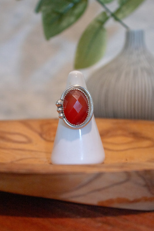 Carnelian Sterling Silver Ring Size 6