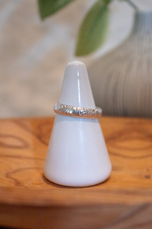 Floral Patterned Sterling Silver Band