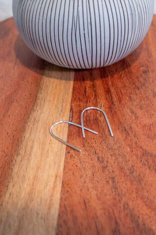 Minimalist Sterling Silver Horseshoe Hook Earrings