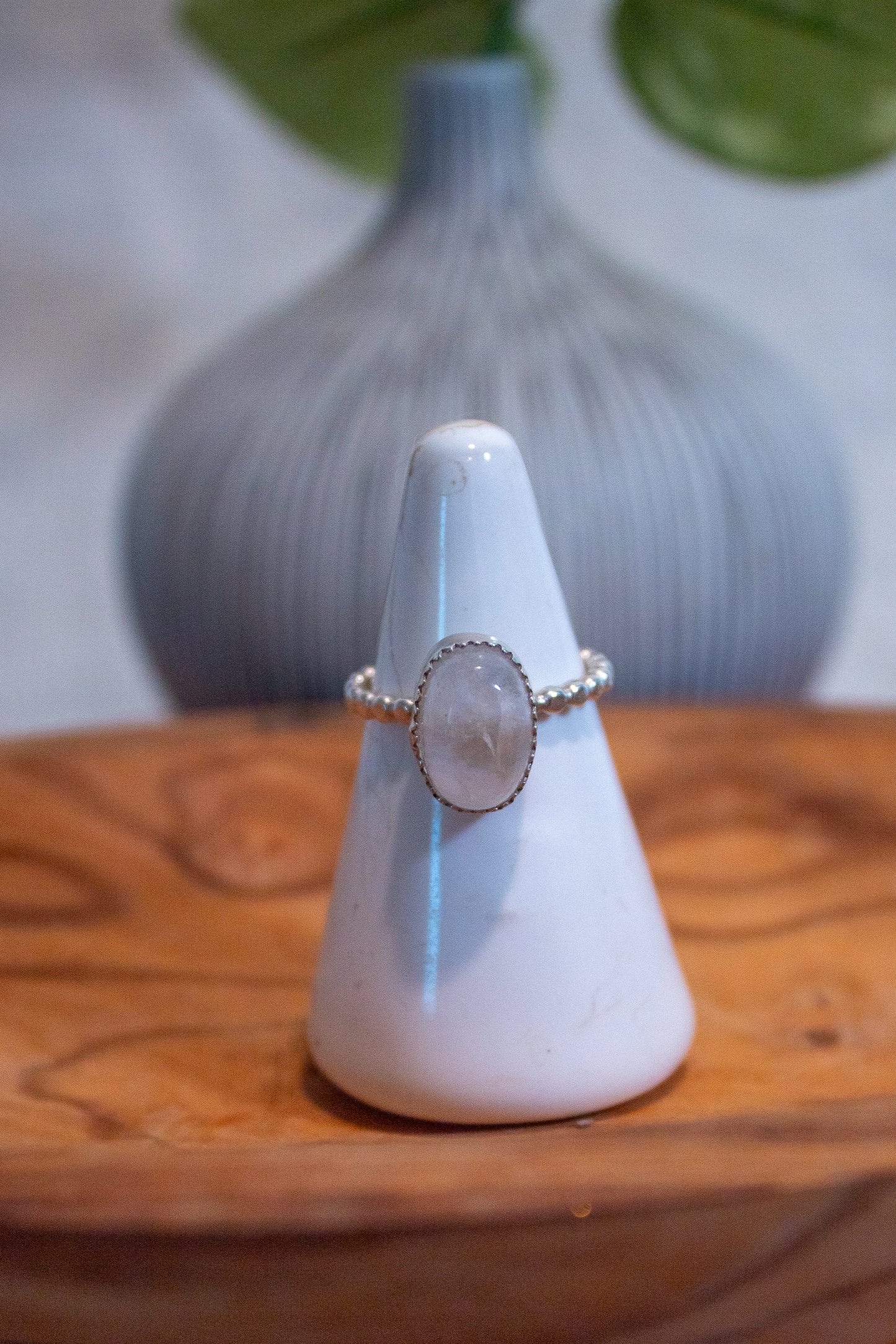 Moonstone Dot Ring Size 8.5
