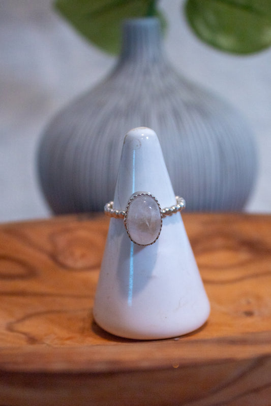 Moonstone Dot Ring Size 8.5