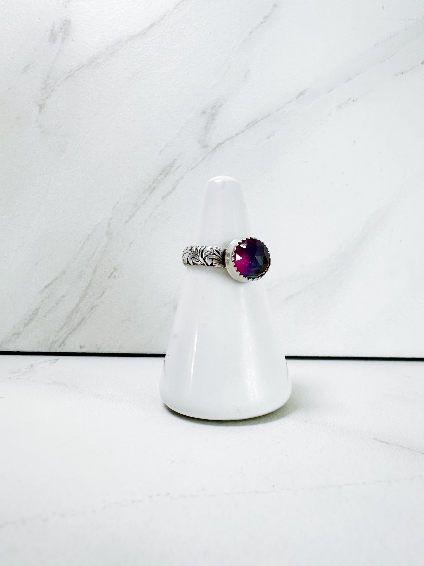 Purple Aurora Opal Ring Size 9