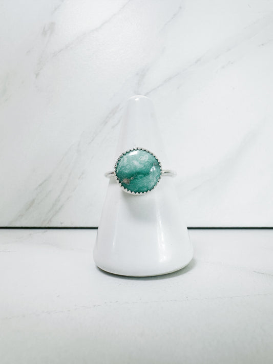 Round Turquoise Ring Size 8.25