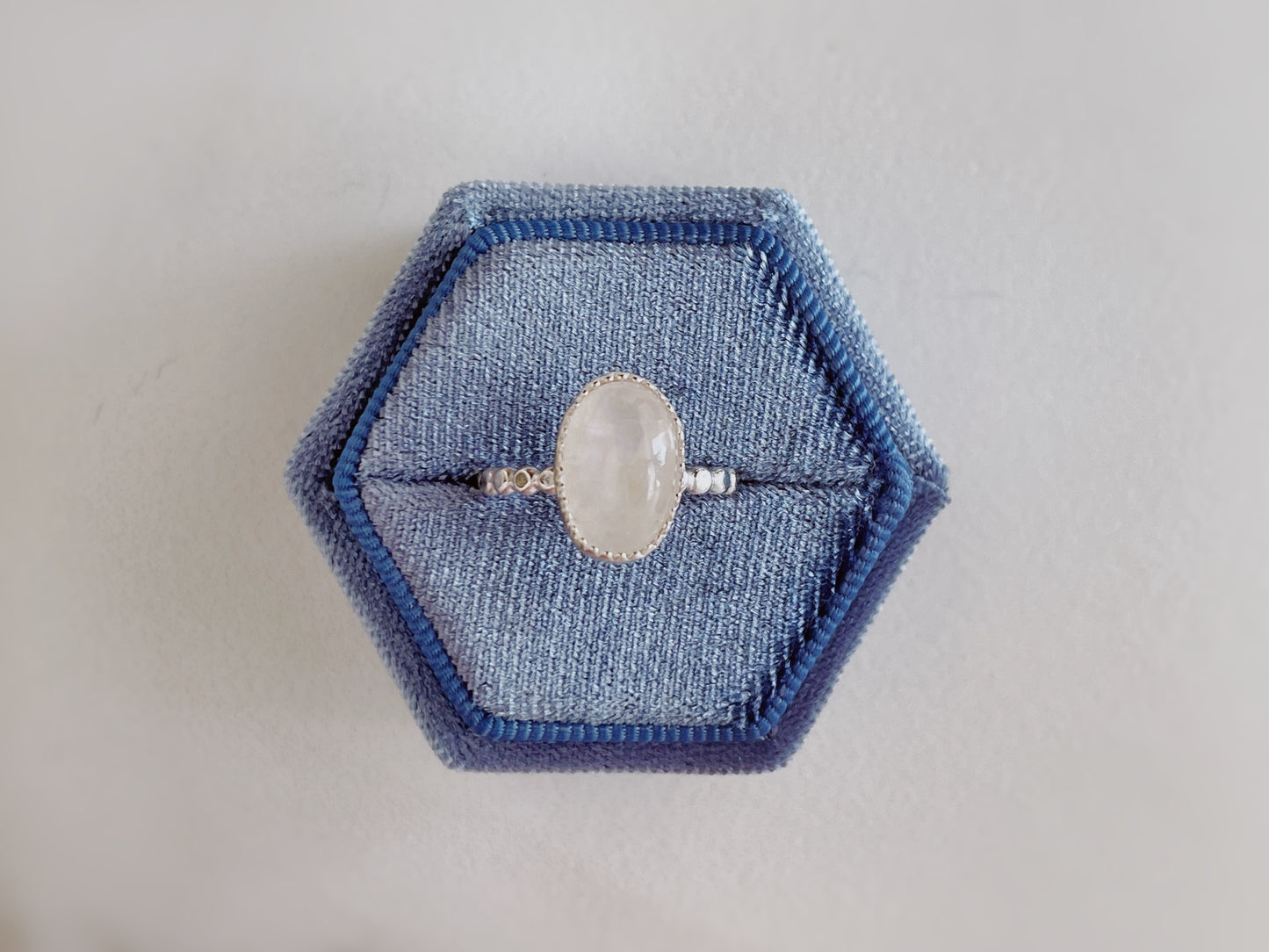 Moonstone Dot Ring Size 8.5