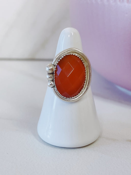 Carnelian Sterling Silver Ring Size 6