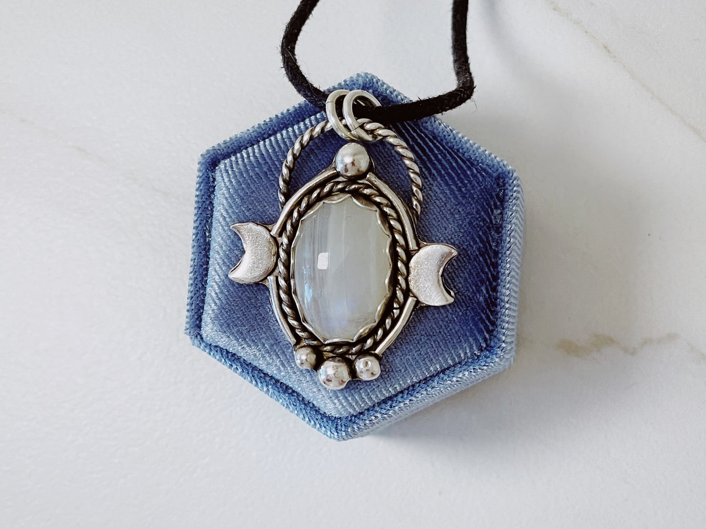 "La Lune Two" Moonstone Sterling Silver Pendant