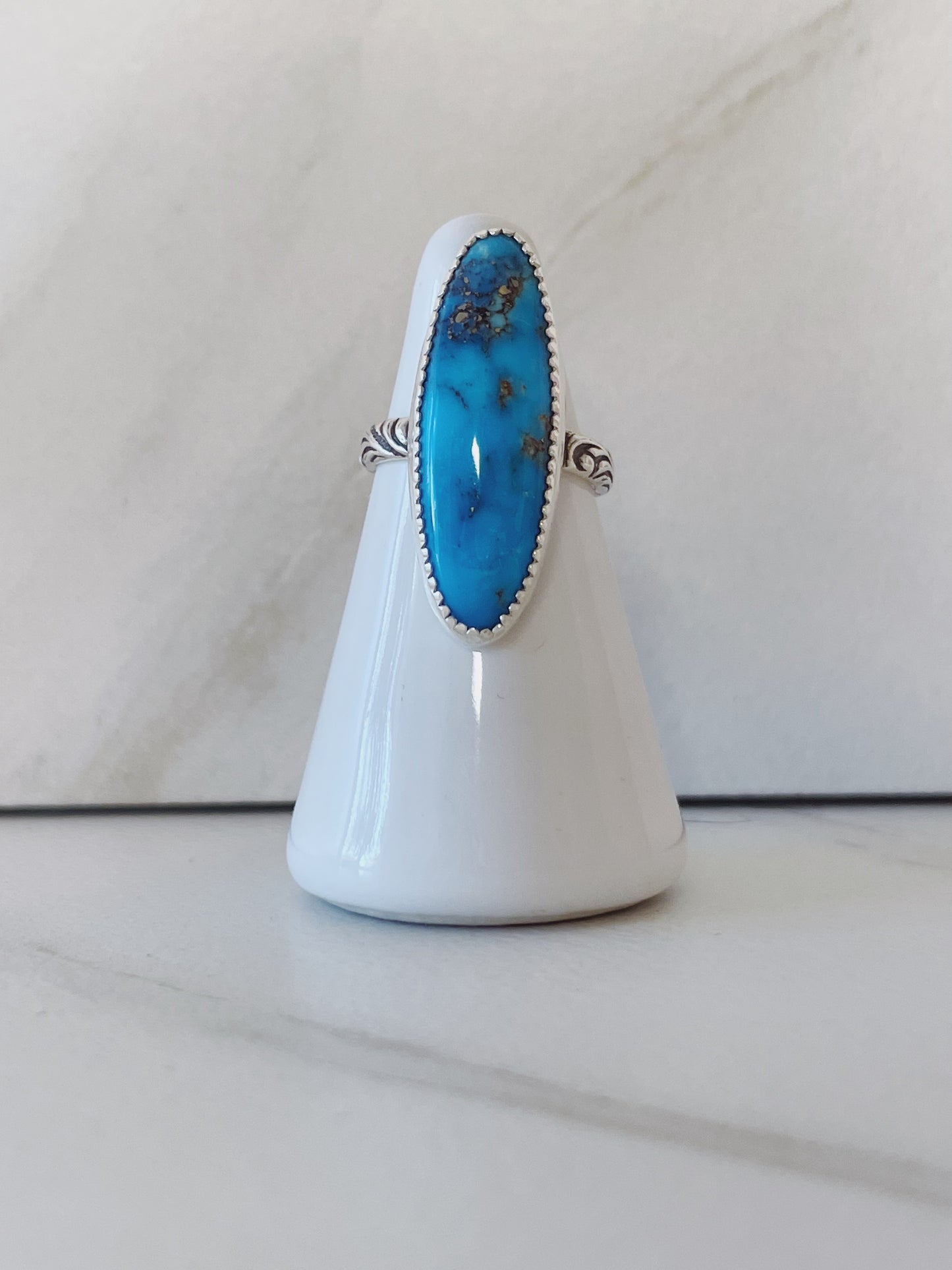 Long Turquoise Ring Size 5.5