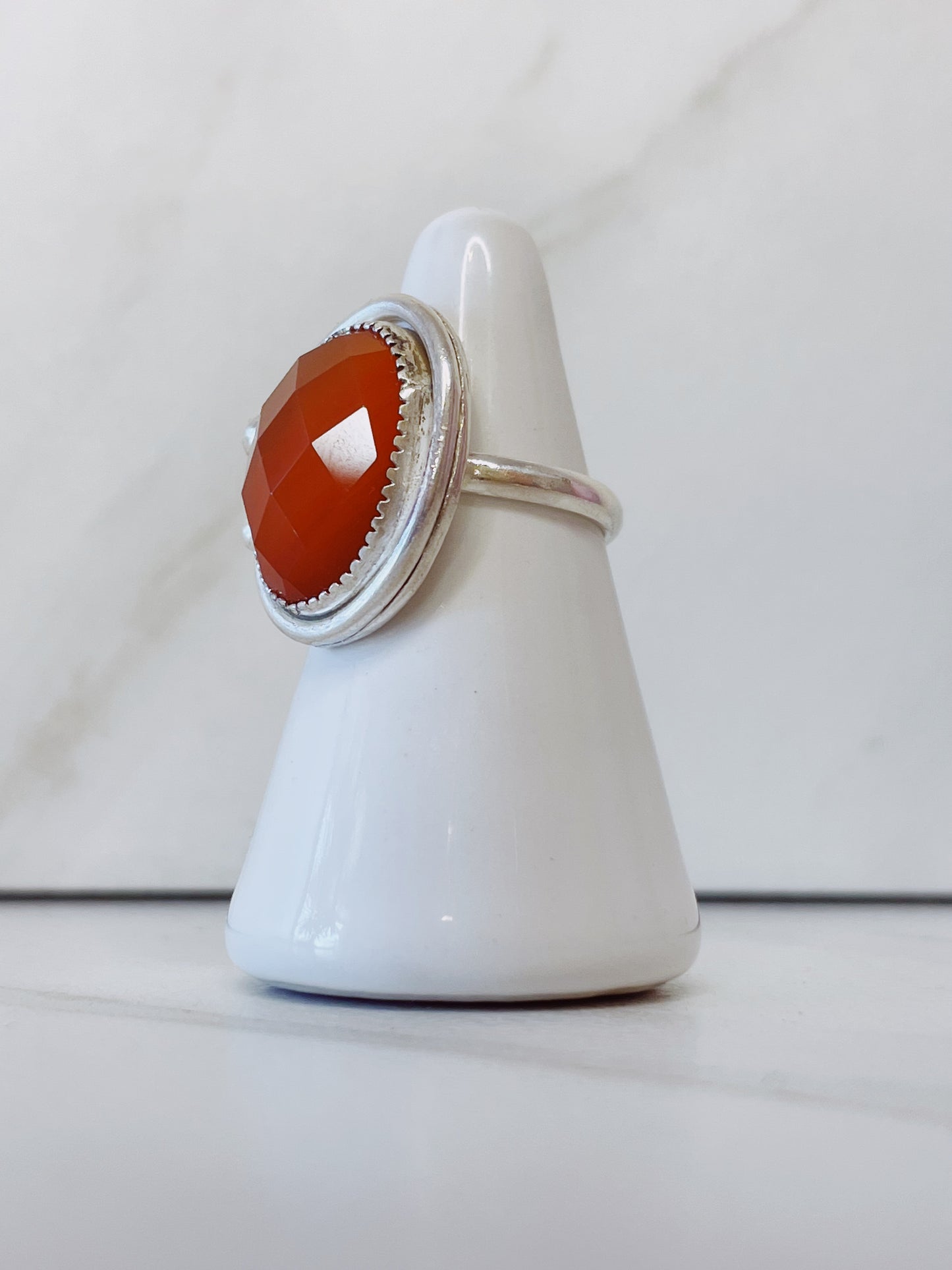 Carnelian Sterling Silver Ring Size 6