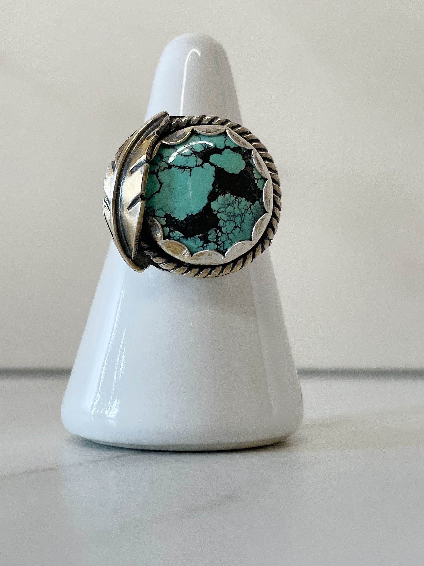 Sterling Silver Turquoise Leaf Ring