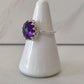 Sterling Silver Crown Amethyst Ring Size 7