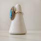 Genuine Oval Turquoise Ring with Dot Embellishment Size 5