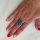 Genuine Oval Turquoise Ring with Rope Embellishment Size 5.75