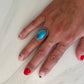 Genuine Oval Turquoise Ring with Dot Embellishment Size 5